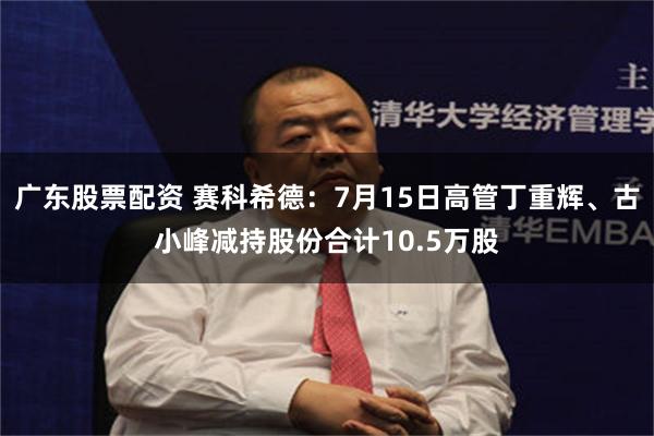 广东股票配资 赛科希德：7月15日高管丁重辉、古小峰减持股份合计10.5万股