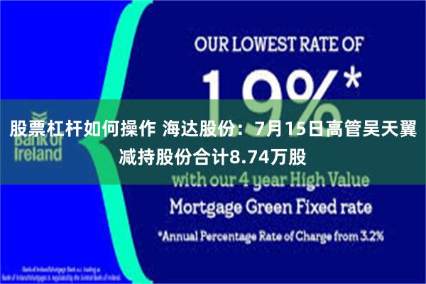 股票杠杆如何操作 海达股份：7月15日高管吴天翼减持股份合计8.74万股
