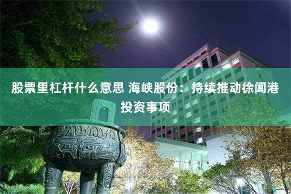 股票里杠杆什么意思 海峡股份：持续推动徐闻港投资事项
