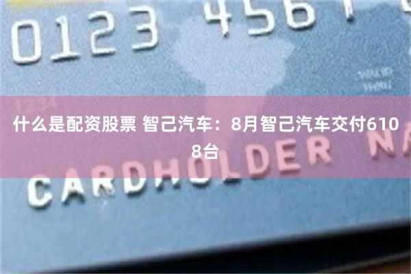 什么是配资股票 智己汽车：8月智己汽车交付6108台