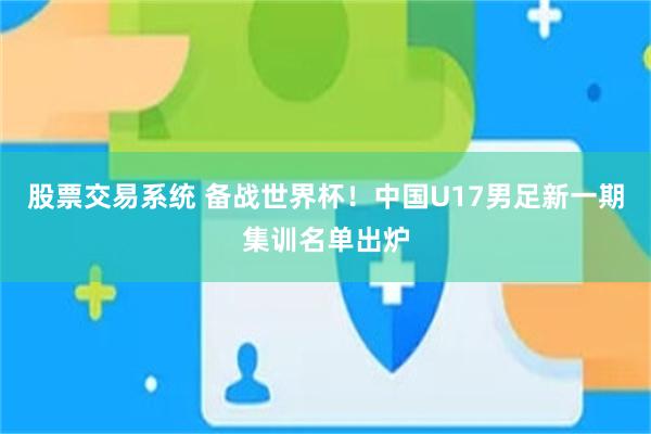 股票交易系统 备战世界杯！中国U17男足新一期集训名单出炉