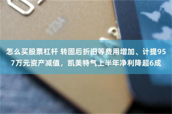 怎么买股票杠杆 转固后折旧等费用增加、计提957万元资产减值，凯美特气上半年净利降超6成